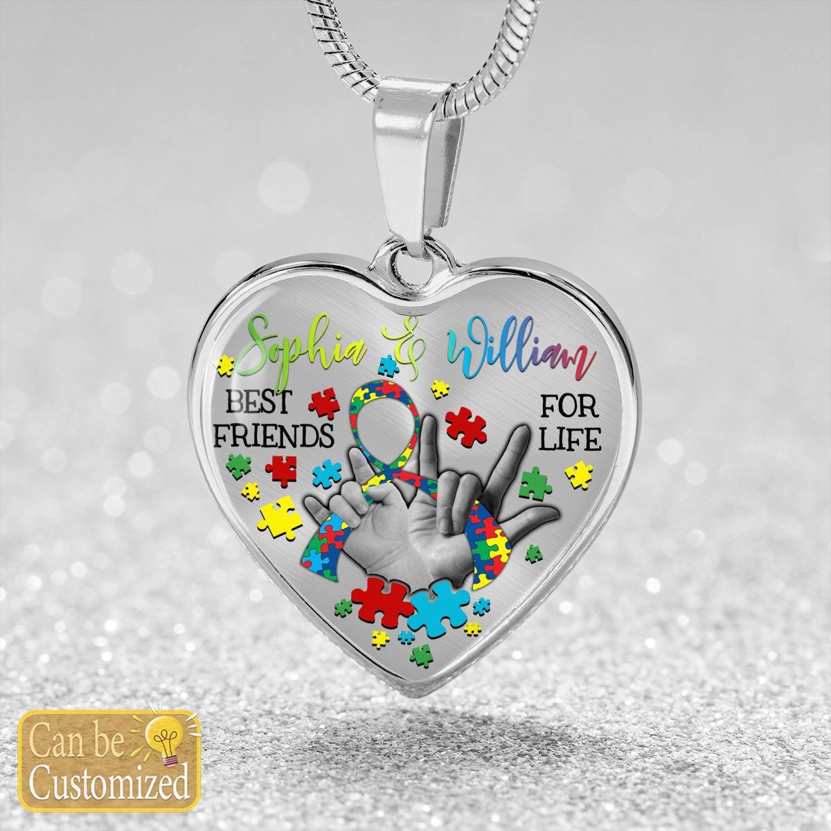 Personalized Heart Necklace - Name 1 & Name 2 Best Friends For Life