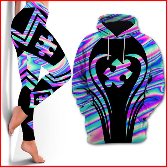 Autism Holographic Hoodie And Leggings Autism Awareness