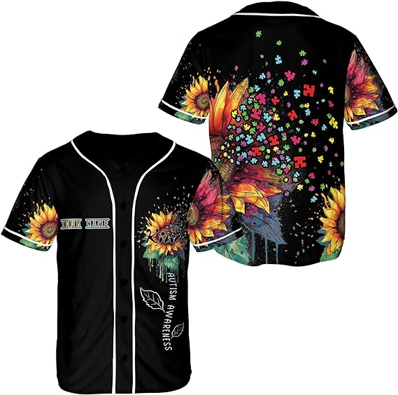 Personalized Daisy Autism Baseball Jersey Shirt