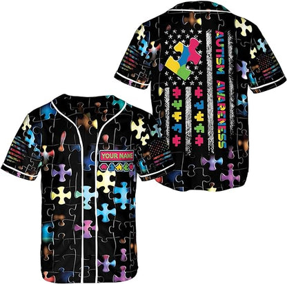 Personalized Autism Awareness Baseball Jersey Shirt