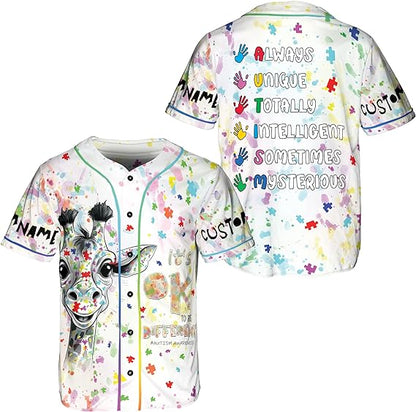 Personalized Autism Awareness Baseball Jersey Shirt