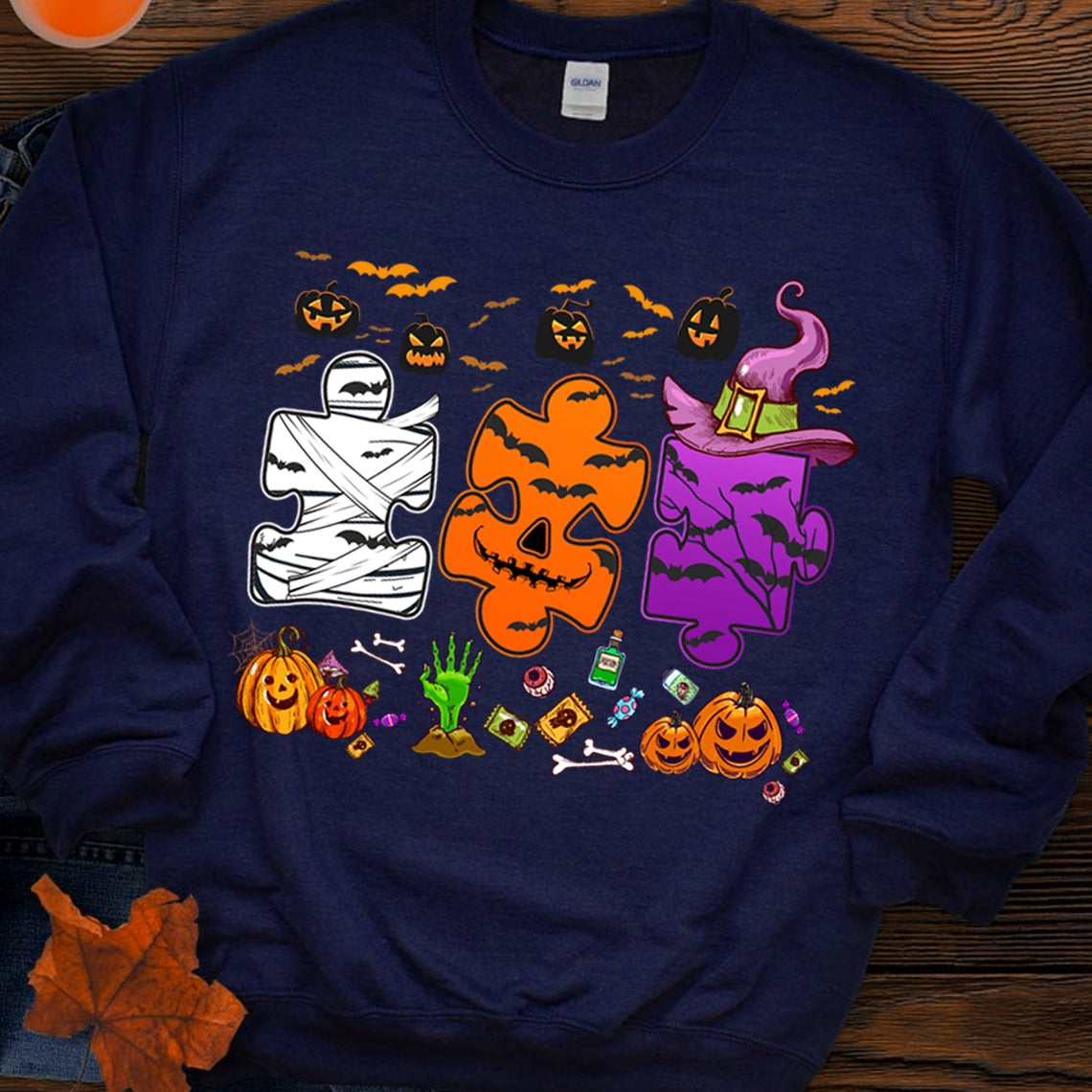 Halloween Autism Awareness Pumkin Witch Autism Clothes