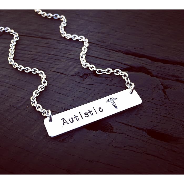 Personalized Autistic Medical Alert Bar Necklace