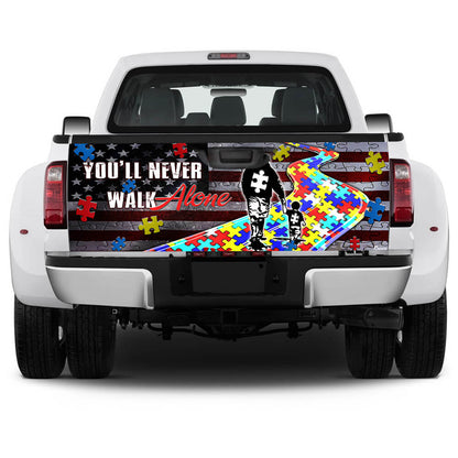 Autism Awareness Never Walk Alone Truck Tailgate Decal Sticker Wrap