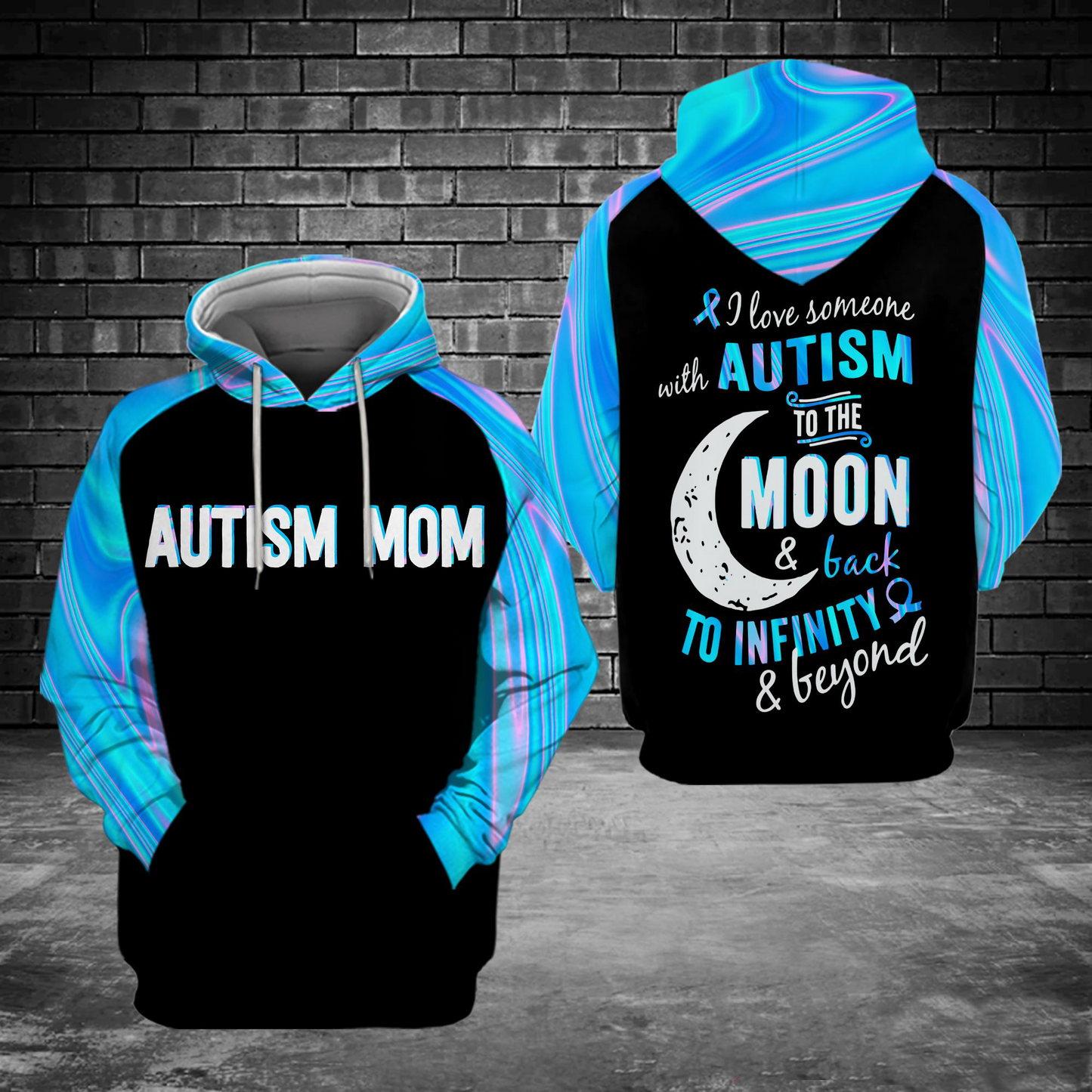 I Love Someone With Autism To The Moon Hoodie 3D