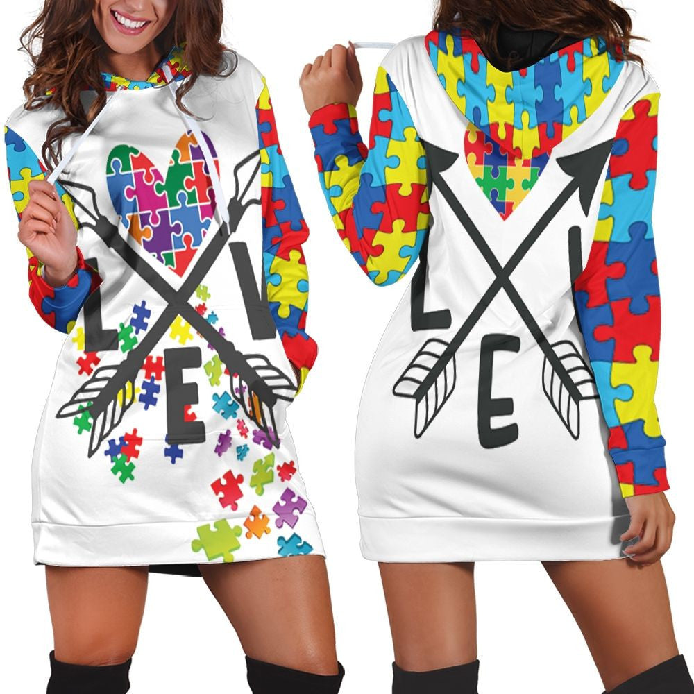 Autism Arrow Love Autism Support Hoodie Dress