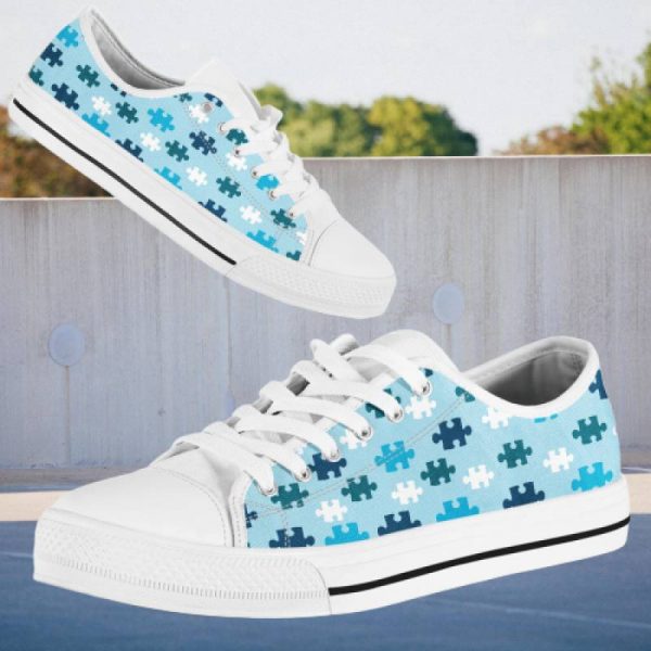 Mens Womens Blue White Autism Low Top Shoes Sneaker