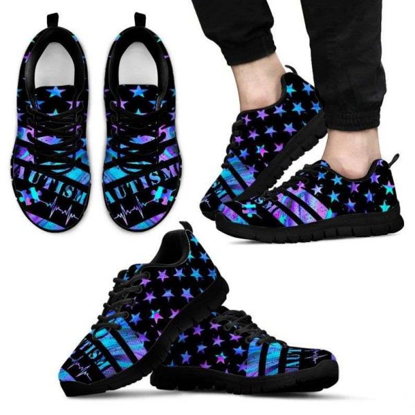 Autism Awareness Autism American Flag Neon Color Fitness Sneakers Shoes