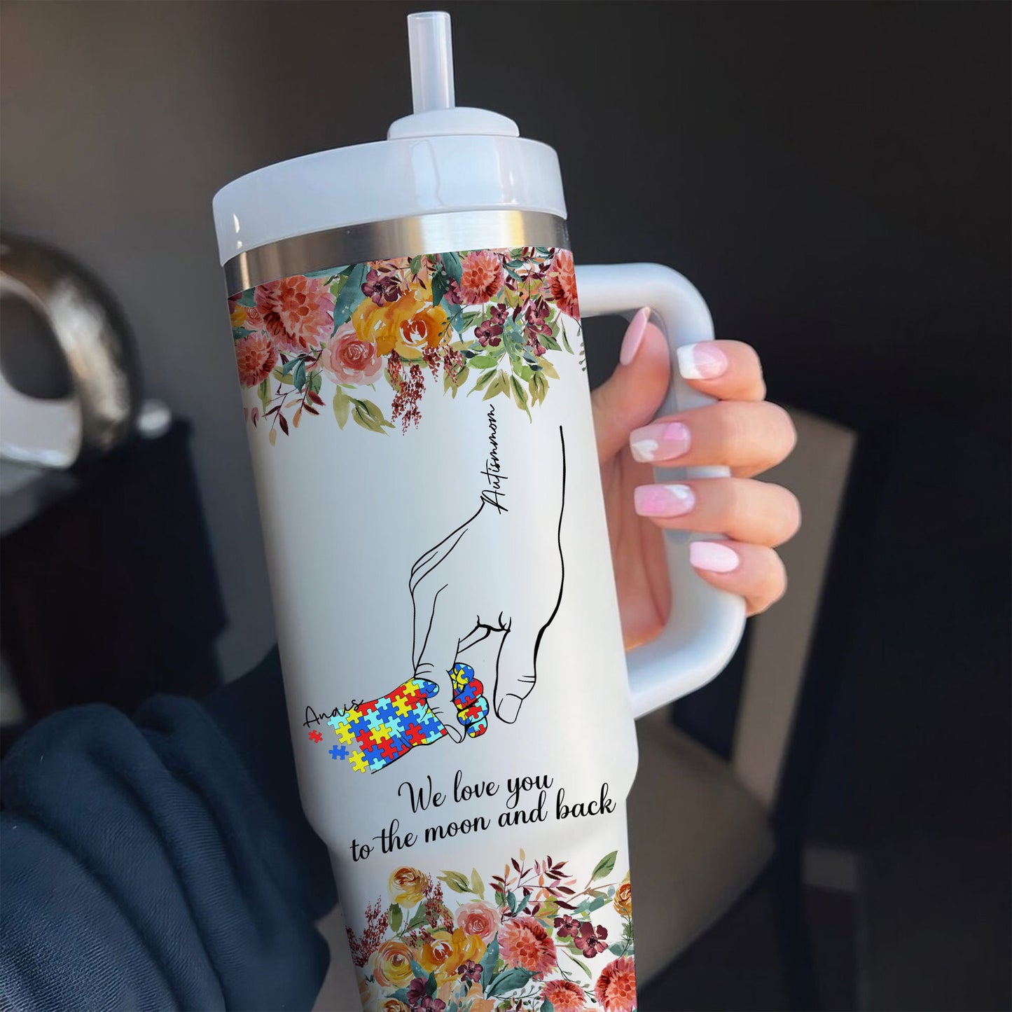 Personalized Autism Mom 40Oz Stainless Steel Tumbler