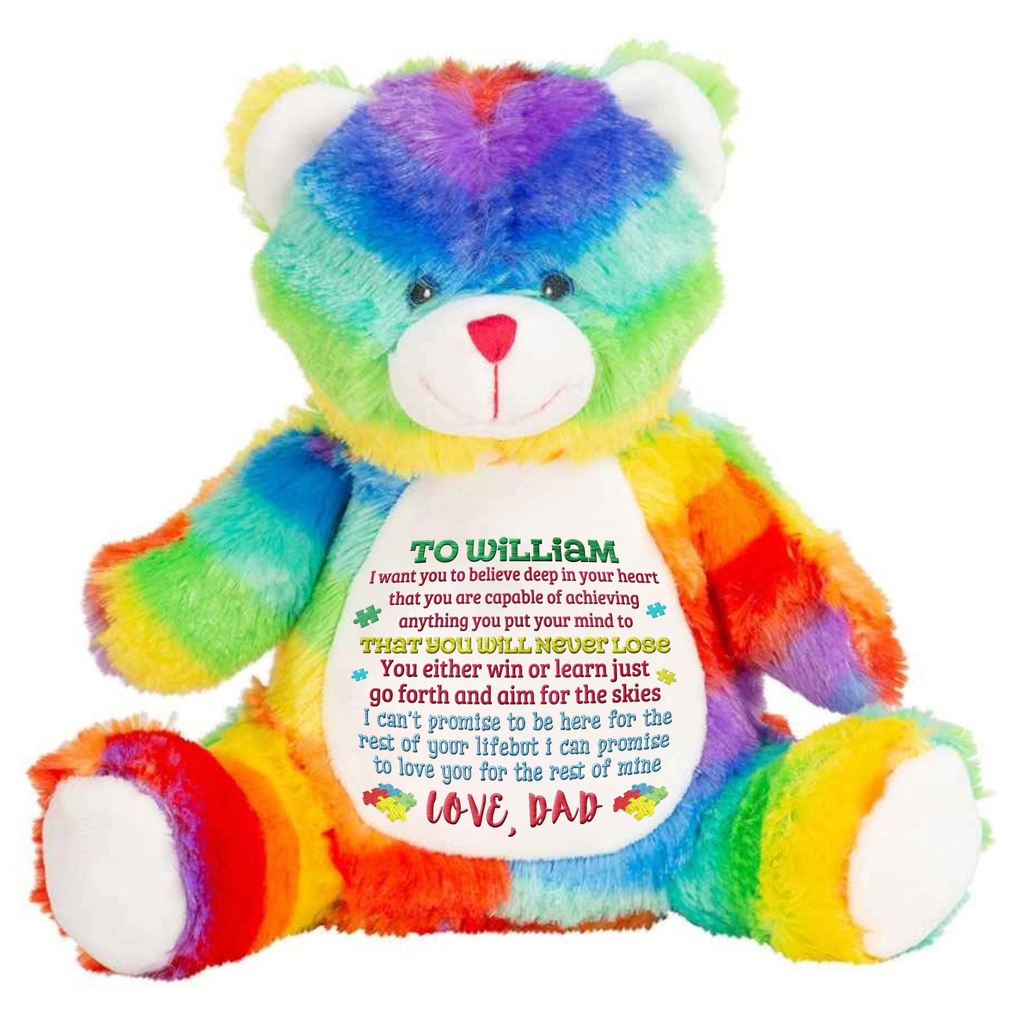 Personalised Autism Embroidered Bear