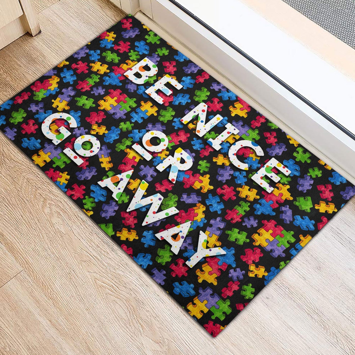 Be Nice Or Go Away Autism Doormat