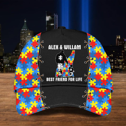 Personalized Dad And Son - Best Friend For Life Autism Awareness Baseball Cap