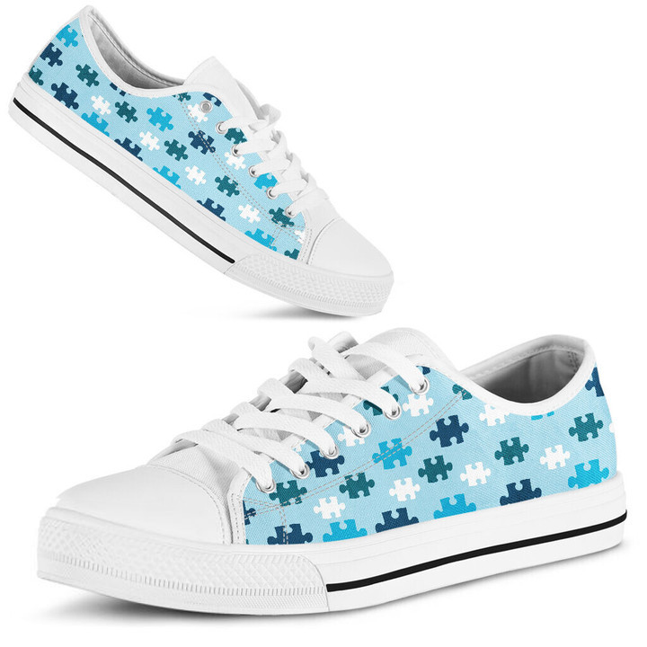 Mens Womens Blue White Autism Low Top Shoes Sneaker