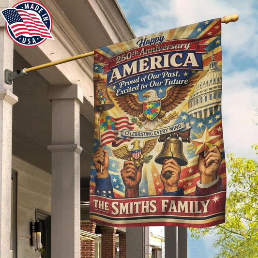 250 Years of Freedom Autism Awareness Flag ( Made in USA )