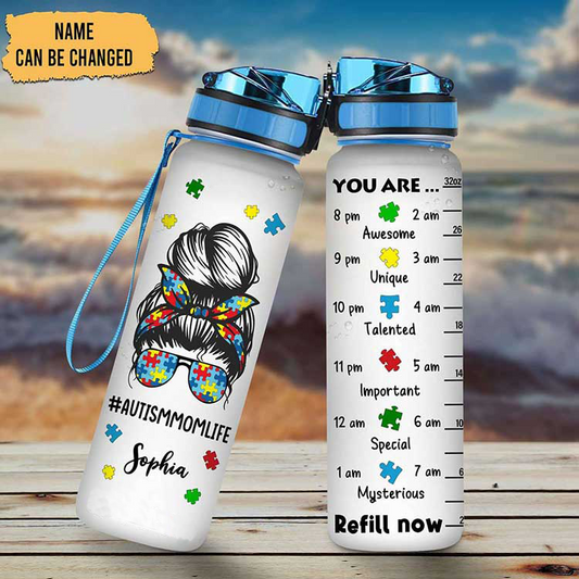 Personalized Autism Water Tracker Bottle Autism Mom Life