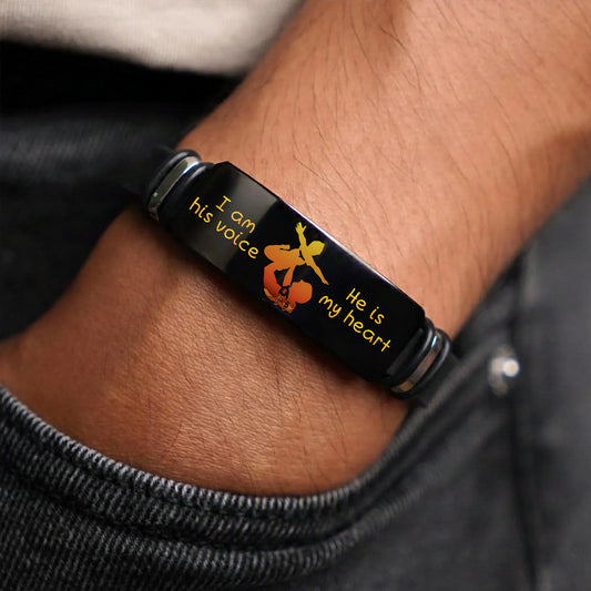 Autism Grandpa Bracelet, His Voice And Her Voice , Father Day Gift, Gift for Dad Husband Grandpa