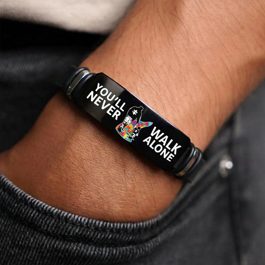 Autism DAD Bracelet, You Will Never Walk Alone, Father Day Gift, Gift for Dad Husband Grandpa