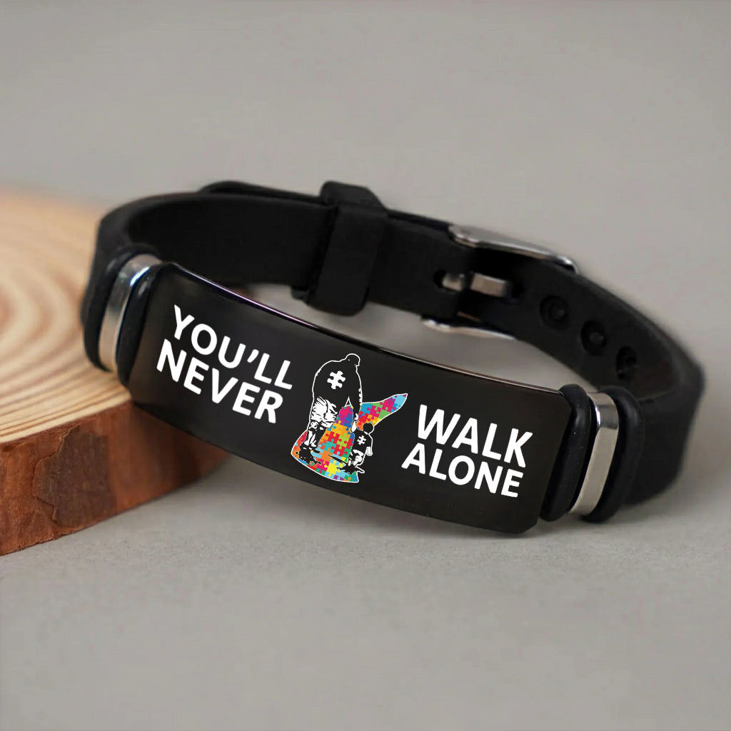 Autism DAD Bracelet, You Will Never Walk Alone, Father Day Gift, Gift for Dad Husband Grandpa