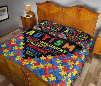 Autism Quilt Bedding Set : Heart Puzzle Piece