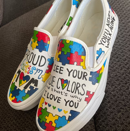 Autism Mom Puzzle Piece Proud Autism Mom Shoes