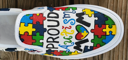 Autism Mom Puzzle Piece Proud Autism Mom Be Kind Shoes