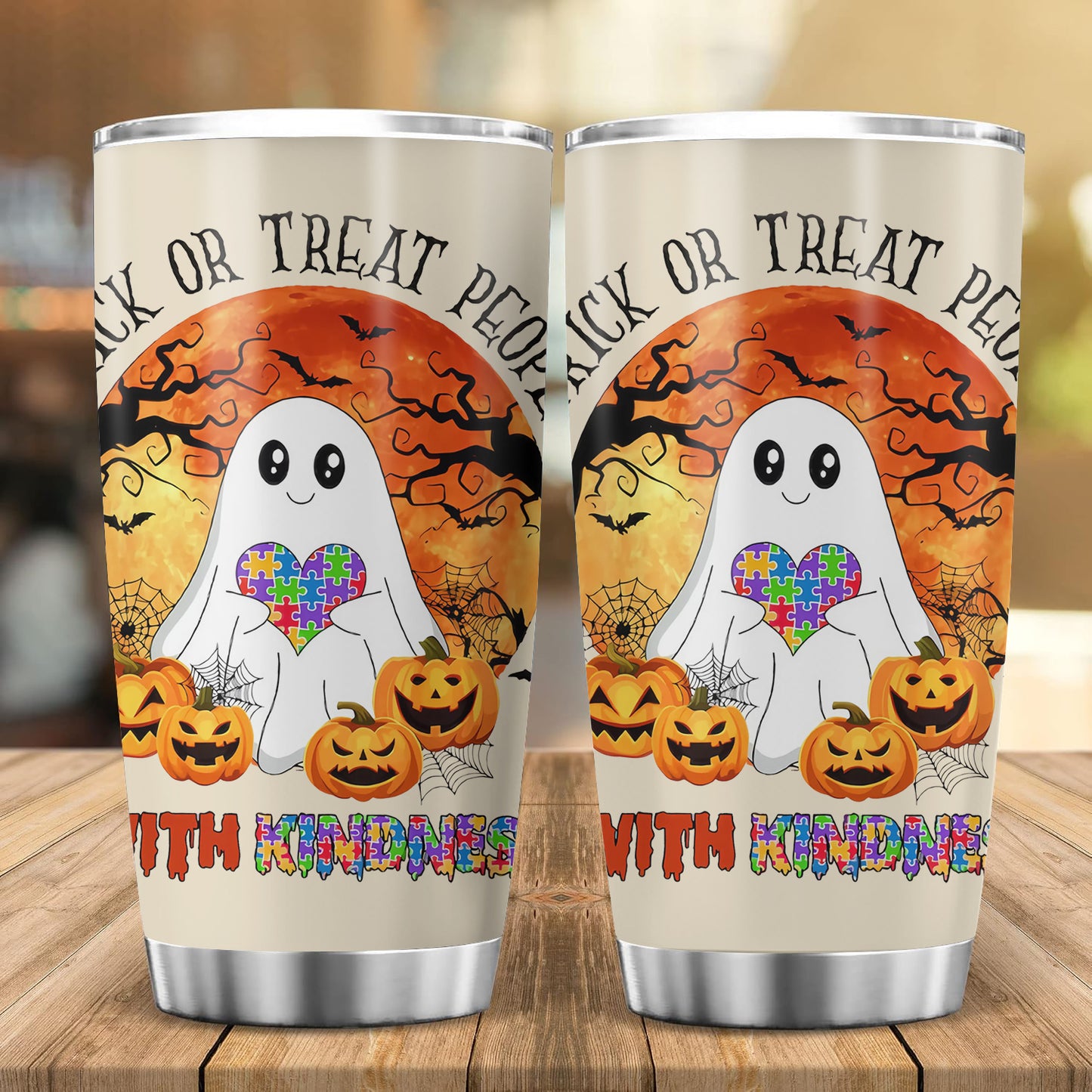 Trick Or Treat People With Kindness Autism Tumbler