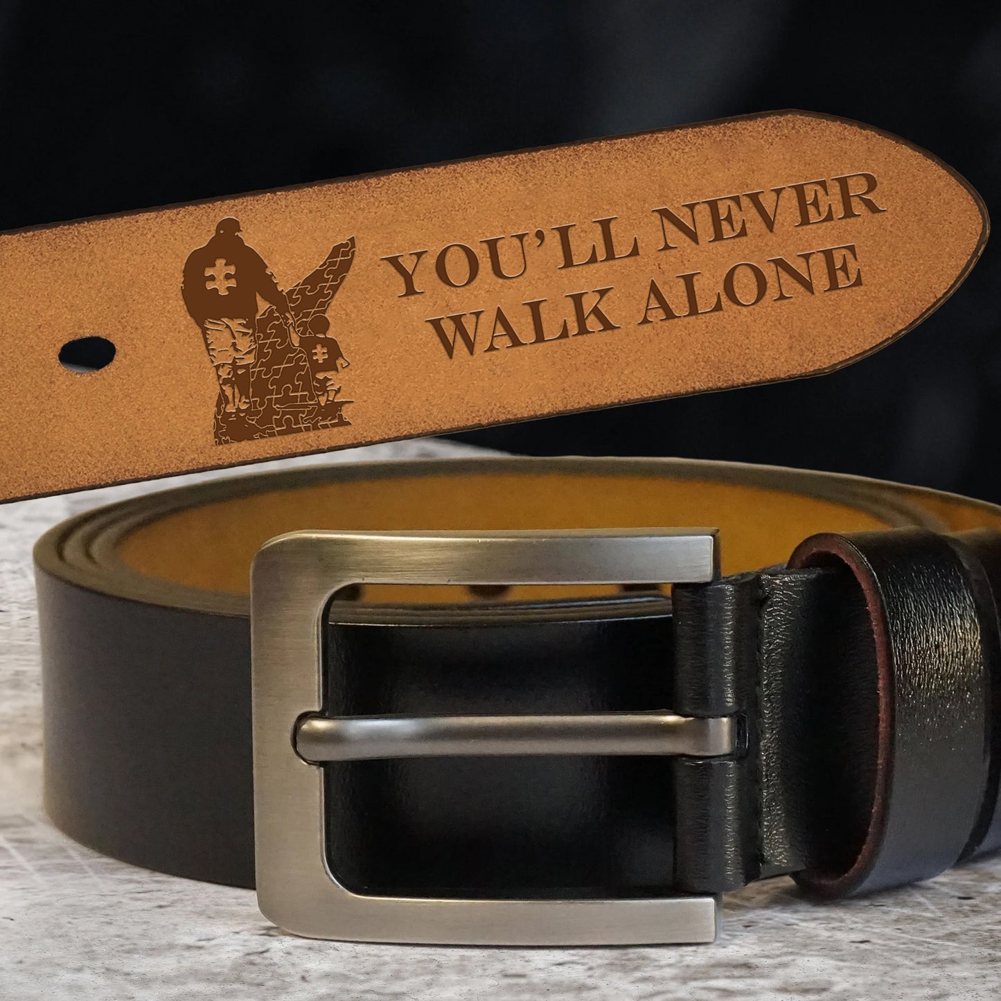 You Will Never Walk Alone Autism Leather Belt