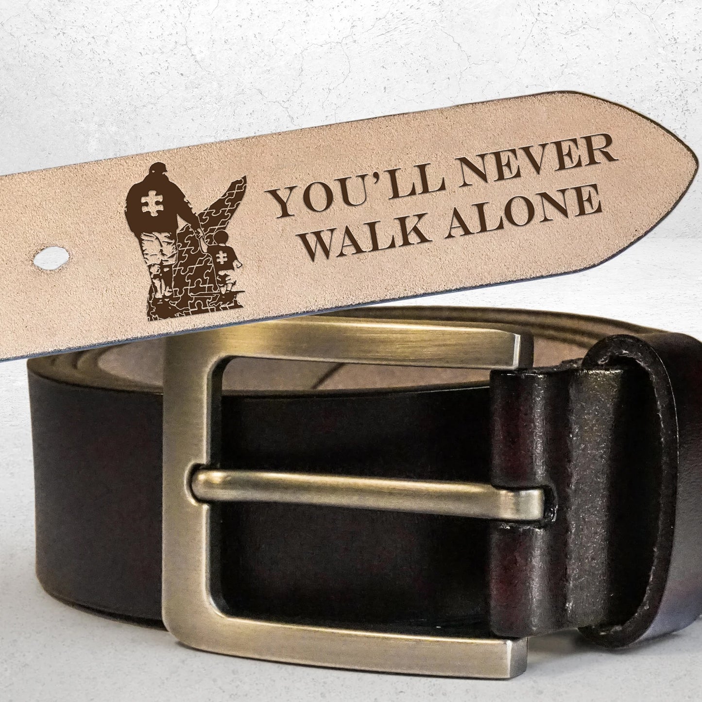 You Will Never Walk Alone Autism Leather Belt