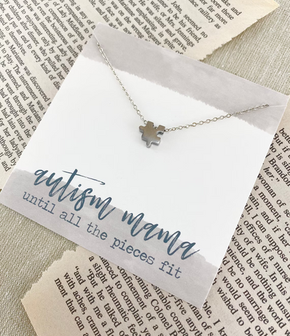 Autism Mama, Until All The Pieces Fit, Puzzle Piece Necklace