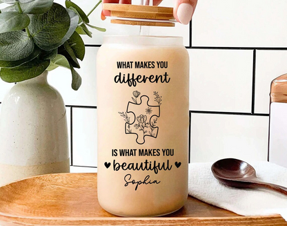 Personalized Autism Awareness Glass Bottle What Makes You Different