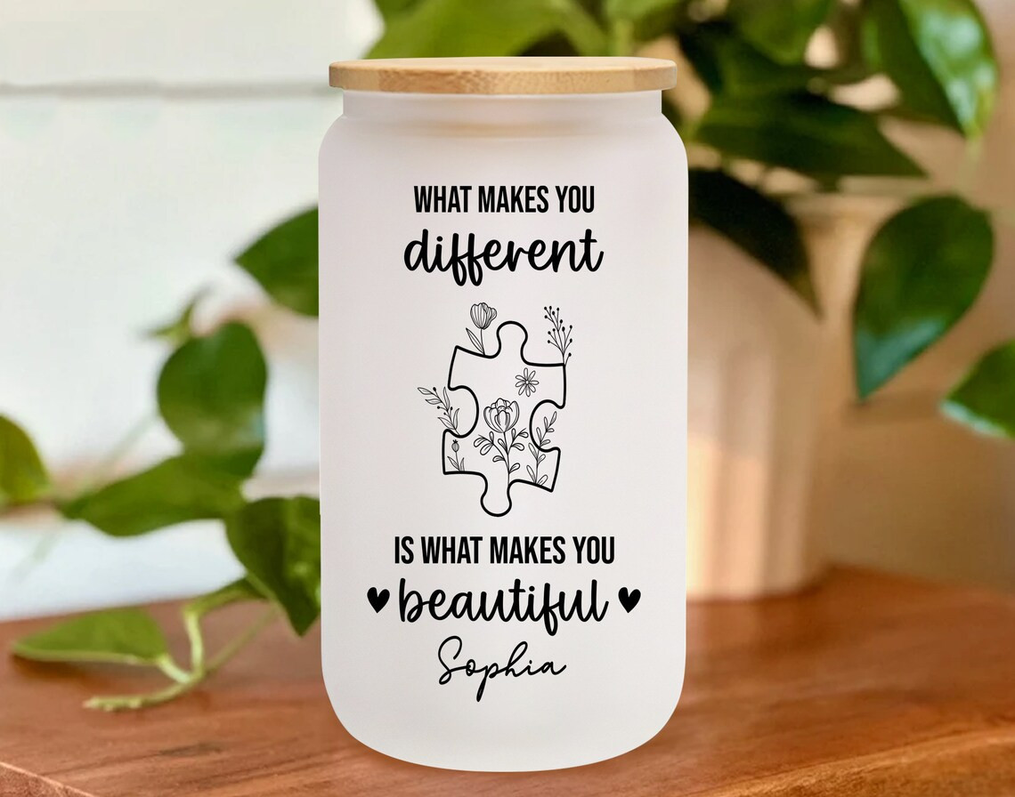 Personalized Autism Awareness Glass Bottle What Makes You Different