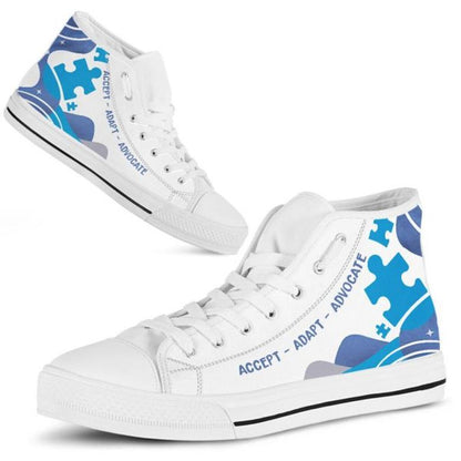 Accept Adapt Advocate Autism Blue High Top Shoes Sneakers