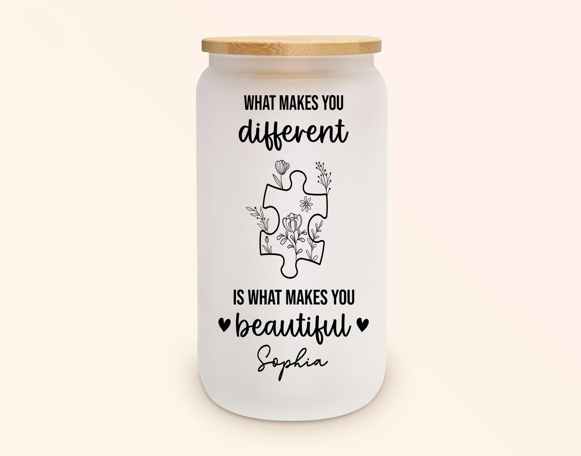 Personalized Autism Awareness Glass Bottle What Makes You Different