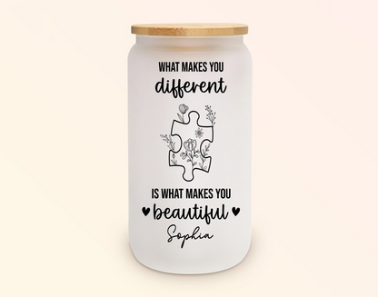 Personalized Autism Awareness Glass Bottle What Makes You Different