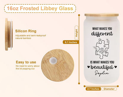 Personalized Autism Awareness Glass Bottle What Makes You Different