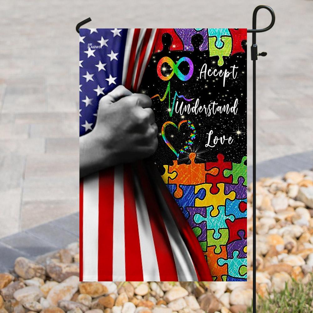 Accept Understand Love Autism Awareness Flag