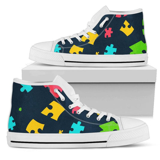 Autism Awareness Colorful Design Print Women High Top Shoes