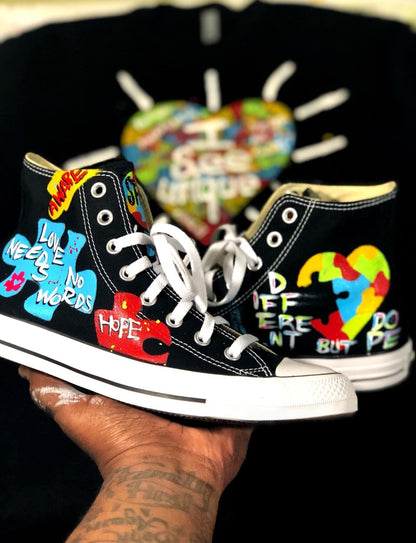 Love Needs No Words Autism High Top Shoes Sneakers