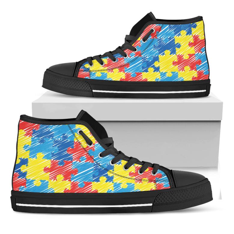 Autism Awareness Drawing Puzzle Print High Top Shoes