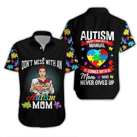 Autism Awareness Super Mom Hawaiian Aloha Shirt