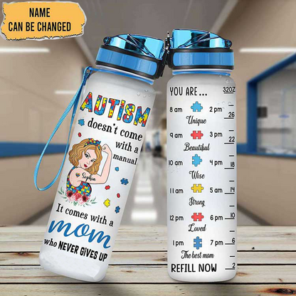 Personalized Autism Water Tracker Bottle Autism Doesn’t Come With A Manual