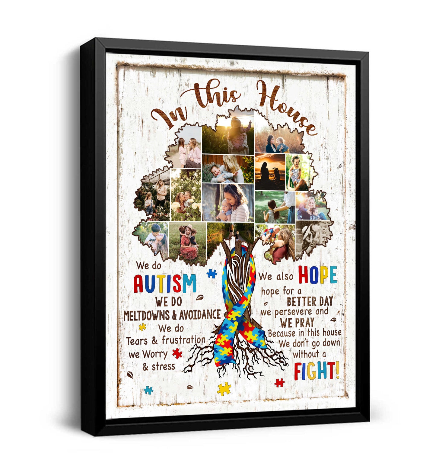 In This House We Do Autism Photo Collage Canvas Wall Art, Autism Sign, Plaque Custom, Autism Awareness Sign