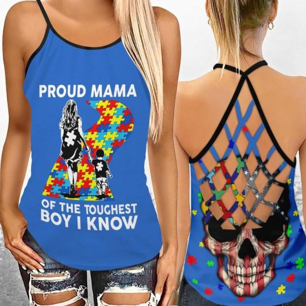 Autism Mom Criss Cross Tanktop - Pround Mama