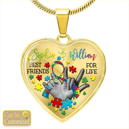 Personalized Heart Necklace - Name 1 & Name 2 Best Friends For Life