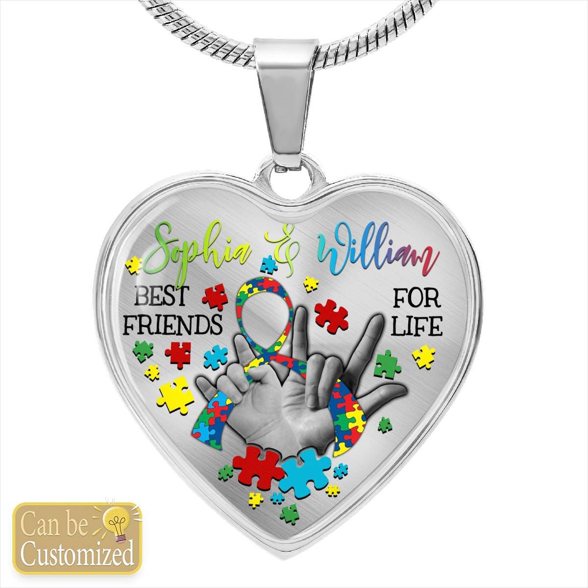 Personalized Heart Necklace - Name 1 & Name 2 Best Friends For Life