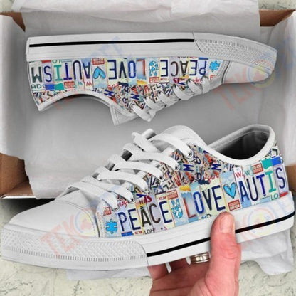 Mens Womens Peace Love Autism Low Top Shoes Sneaker