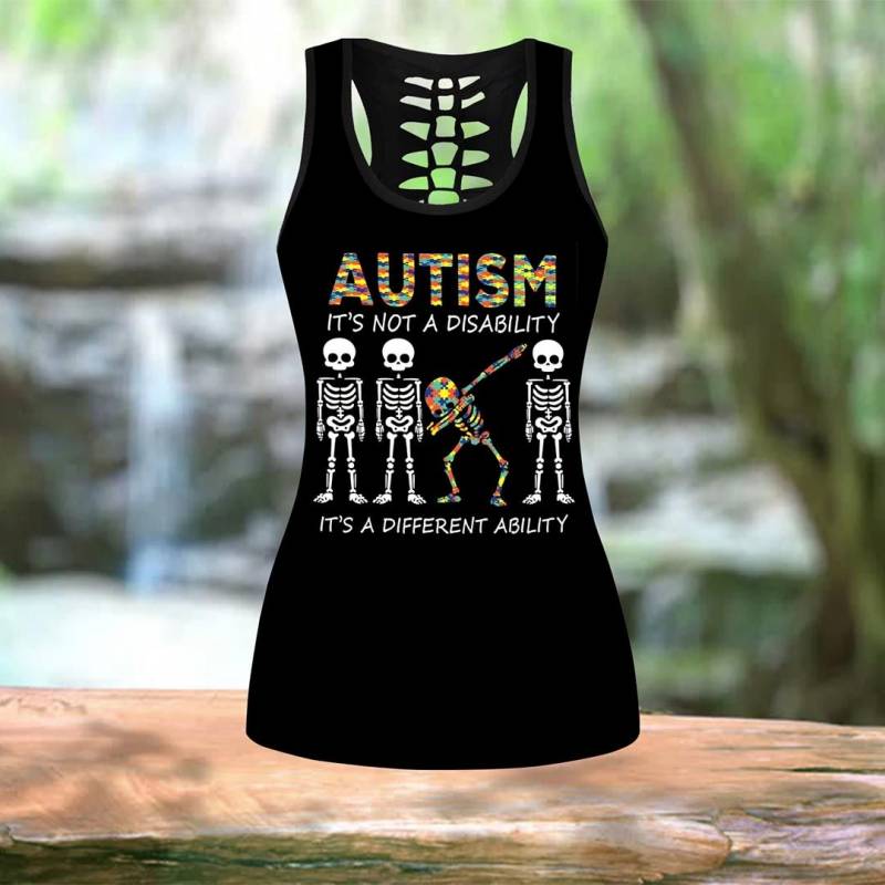 Autism It’s A Different Ability Leggings and Hollow Tank Top