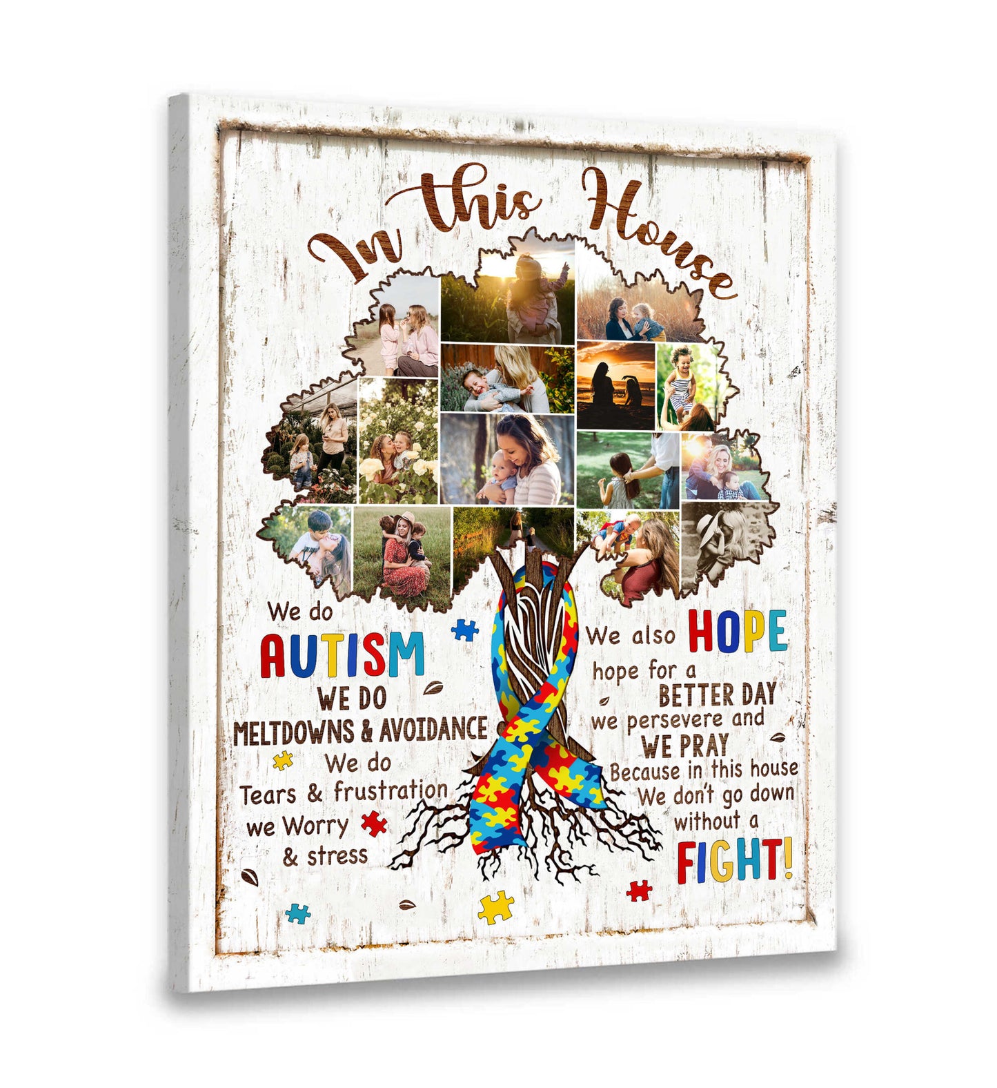 In This House We Do Autism Photo Collage Canvas Wall Art, Autism Sign, Plaque Custom, Autism Awareness Sign