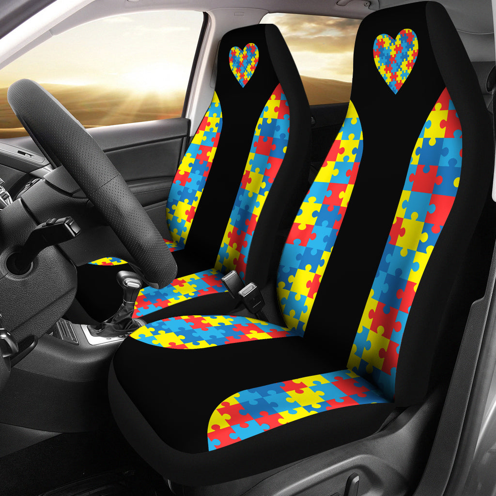 Autism Awareness Puzzle Heart Love Car Seat Cover