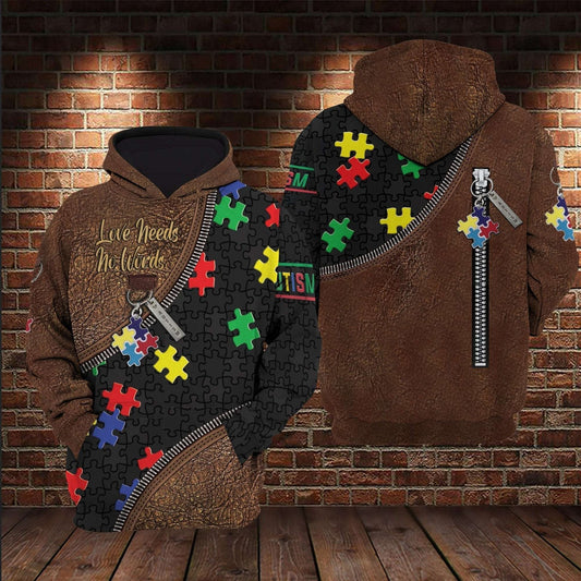 Love Needs No Words Autism Awareness Hoodie